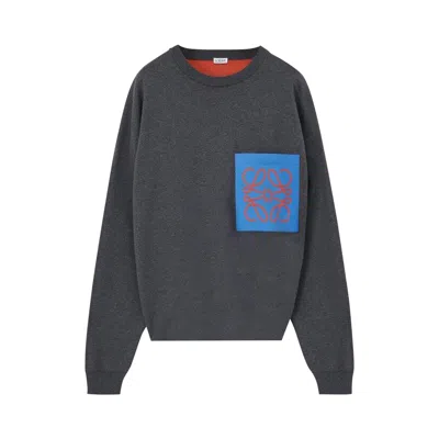 Pre-owned Loewe Anagram Pocket Sweater 'grey/blue' | Men's Size M In Gray