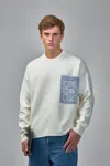 Loewe Logo-patch Cotton Sweater In White