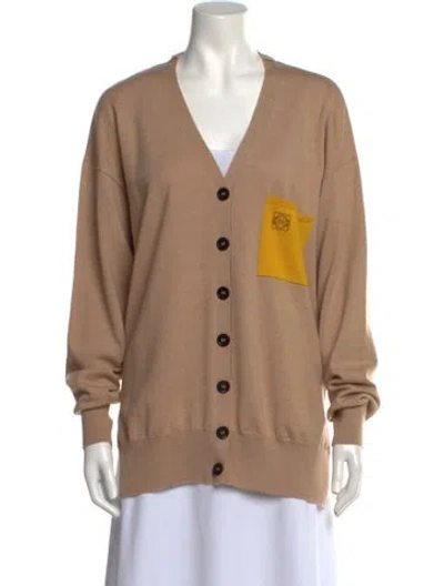 Pre-owned Loewe Anagram Pocket Wool Sweater In Neutral