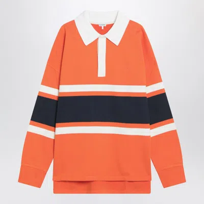 Loewe Long Sleeve Polo Shirt In Cotton In Orange