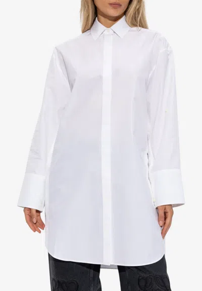 Loewe Anagram Poplin Mini Shirt Dress In White