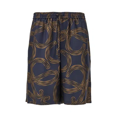 Loewe Anagram Print Silk Shorts In Multi