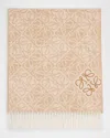 Loewe Anagram-print Wool Blend Scarf In Neutral