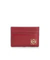 Loewe Anagram Embellished Leather Cardholder In Red