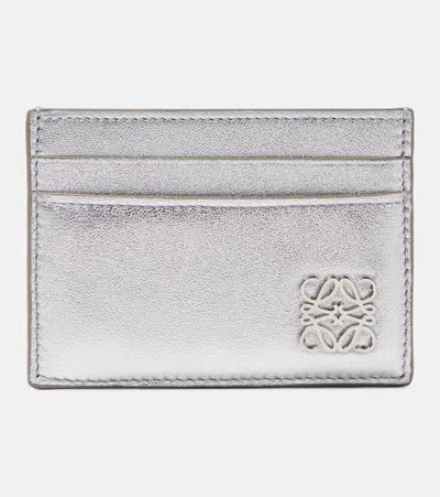 Loewe Laminated Leather Puzzle Card Holder In Metallic