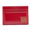 Loewe Anagram Puffer Leather Single Compartment Cardholder In Red