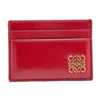 Loewe Anagram Puffer Leather Single Compartment Cardholder In Red