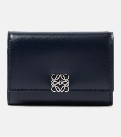 Loewe Anagram Trifold Leather Wallet In Black
