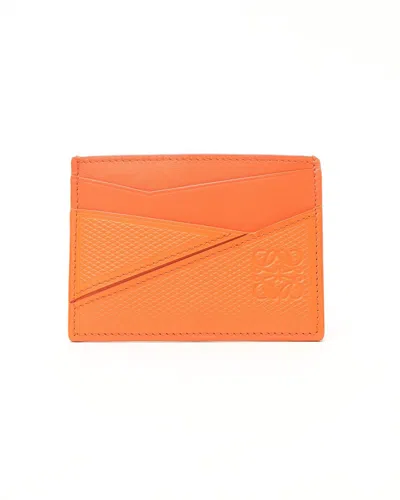 Pre-owned Loewe Anagram Puzzle Card Holder In Orange