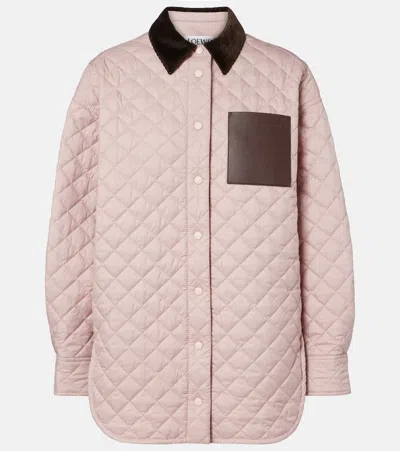 Loewe Anagram Quilted Leather-trimmed Jacket In Pink