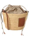 Loewe Anagram Raffia & Leather Bucket Bag In Brown