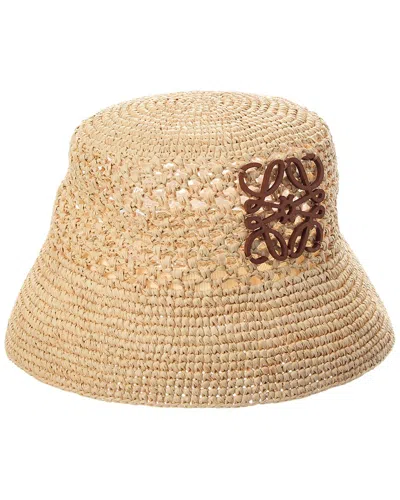 Loewe Anagram Raffia Bucket Hat In Brown