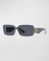 Loewe Anagram Rectangle Acetate Sunglasses In Shiny Violet Smoke