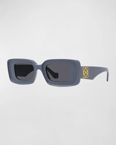 Loewe Anagram Rectangle Acetate Sunglasses In Shiny Violet Smoke