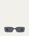 Loewe Anagram Rectangle Acetate Sunglasses In Shiny Violet Smoke