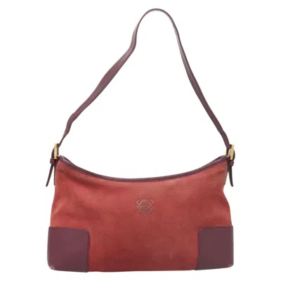 Pre-owned Loewe Anagram Red Suede Shoulder Bag ()