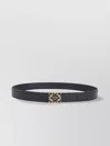 Loewe Calfskin Leather Belt With Intricate Gold-tone Buckle In Black