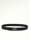Loewe Anagram Reversible Grained Leather Belt In Black