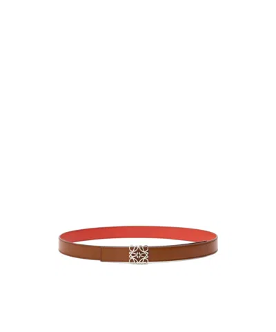 Loewe Womens Squirrel Sunrise Anagram Reversible Leather Belt In Brown