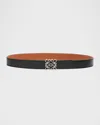 Loewe Women Anagram Leather Reversible Belt In Black