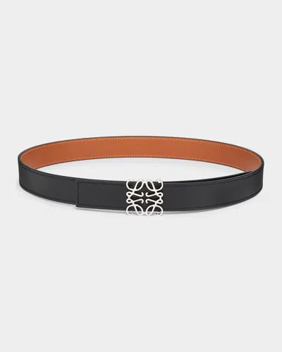 Loewe Anagram Reversible Leather Belt In 1555 Black