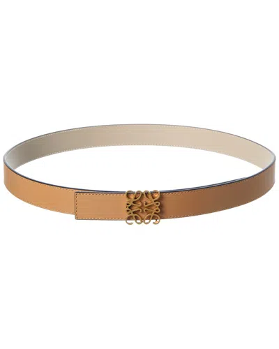 Loewe Anagram Reversible Leather Belt In Beige