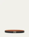 Loewe Anagram Belt In Smooth Calfskin In Black/tan/palladium
