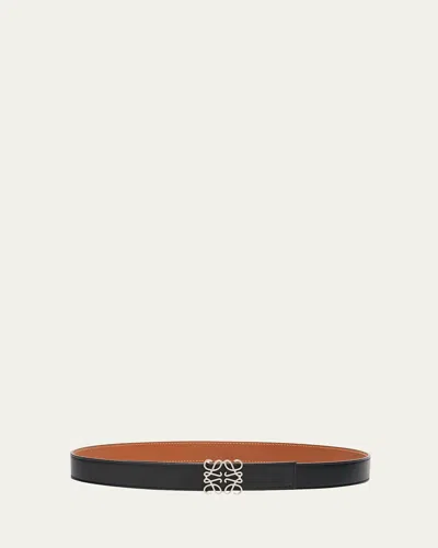 Loewe Anagram Reversible Leather Belt In Red