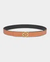 Loewe Anagram Reversible Leather Belt In Brown