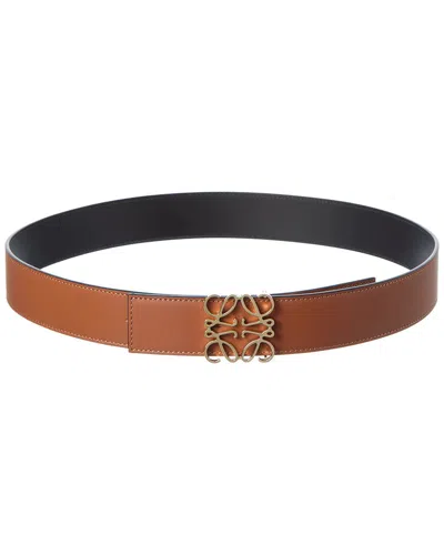 Loewe Anagram Reversible Leather Belt In Brown