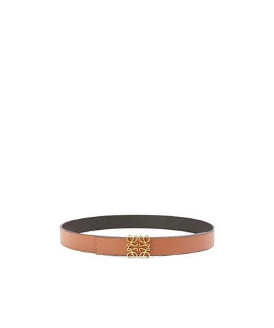 Loewe Anagram Reversible Leather Belt In Brown