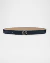 Loewe Anagram Reversible Leather Belt In Navy Sand