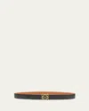 Loewe Anagram Reversible Leather Belt In Tan/black/gold