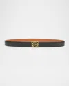 Loewe Anagram Leather Belt In Tan/black/gold