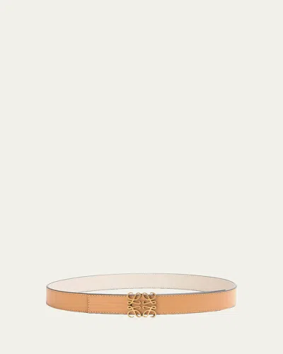 Loewe Anagram Reversible Leather Belt In Warm Desert/light Oat/bronze