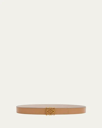 Loewe Anagram Reversible Leather Belt In Warm Desert/light Oat/bronze