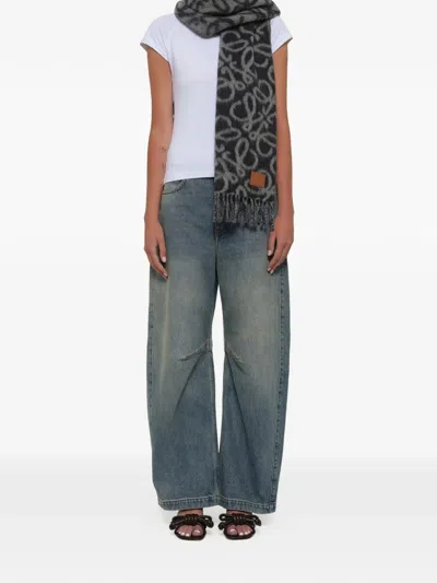Loewe Anagram Reversible Scarf In Brown
