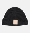 Loewe Anagram Ribbed-knit Cashmere Beanie In Black