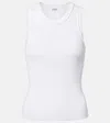 Loewe Ribbed Top With Anagram Embroidery In White