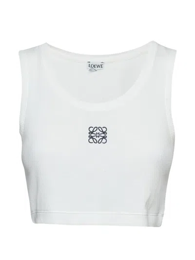 Pre-owned Loewe Anagram Ribbed Knit Tank Top In White