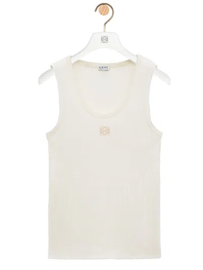 Loewe Anagram Ribbed Silk Tank Top Clothing In White