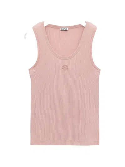 Loewe Womens Light Pink Anagram Ribbed Silk Fine-knit Tank Top Xs