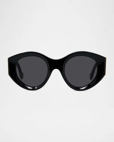 Loewe Anagram Round Sunglasses In Black