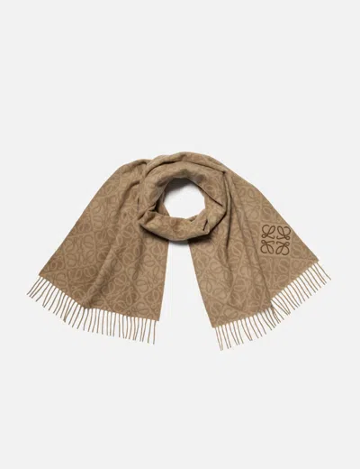 Loewe Anagram Scarf In Animal Print