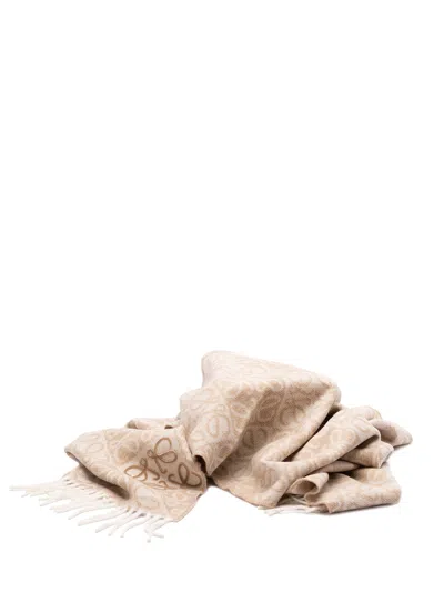 Loewe `anagram` Scarf In Beige