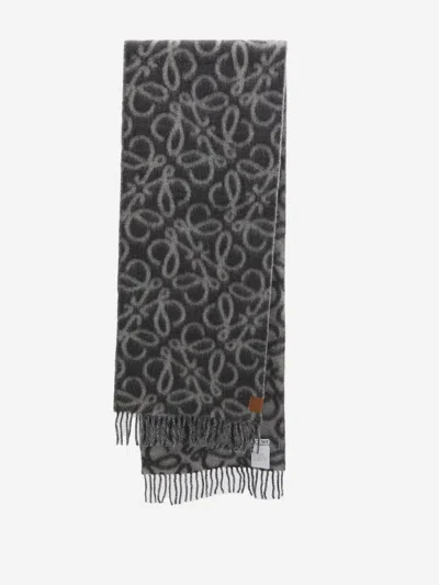 Loewe Anagram Scarf In Grey