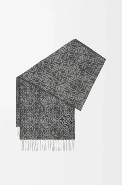 Loewe Anagram Scarf In Wool And Cashmere For Woman In Gray