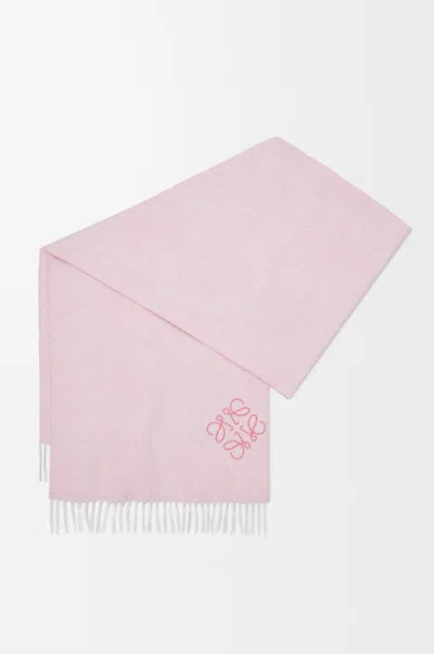 Loewe Anagram Scarf In Wool And Cashmere For Woman In Soft Pink
