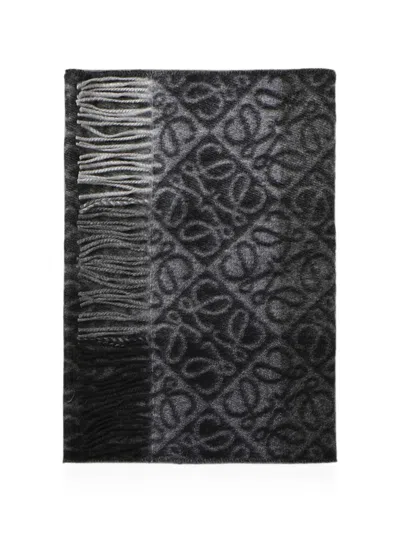 Loewe Anagram Scarf In Wool And Cashmere In Gray