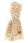 Loewe Anagram-pattern Fringed Scarf In Neutral